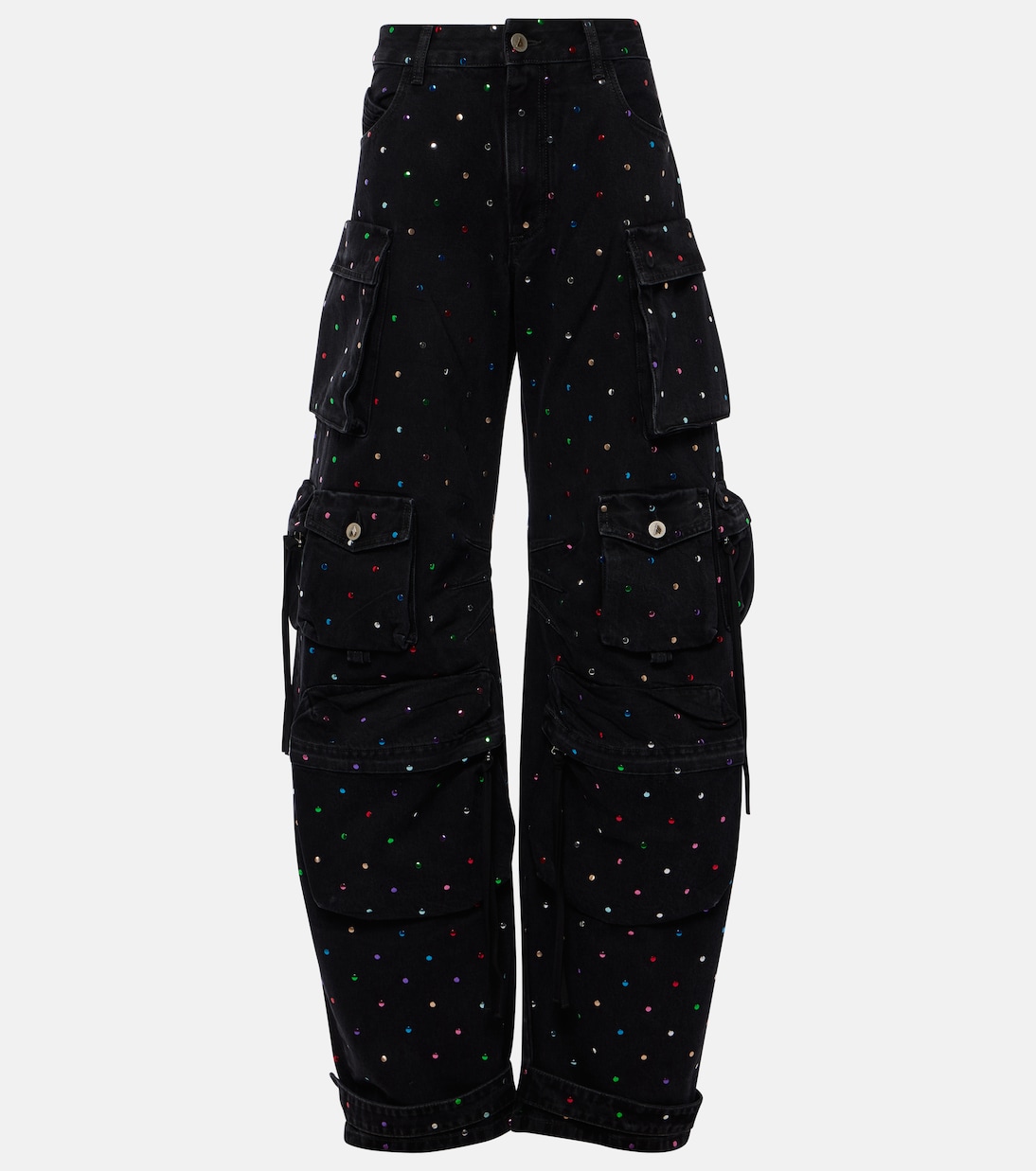 

Джинсы-карго с высокой талией и заклепками-папоротниками The Attico, черный