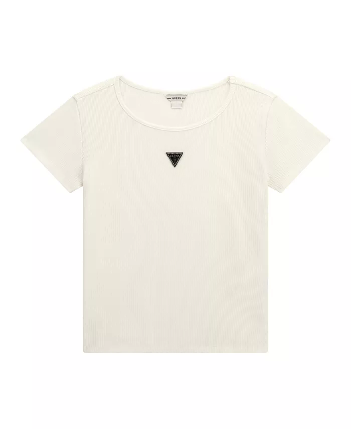 

Футболка с коротким рукавом Big Girl с металлической табличкой логотипа GUESS, белый