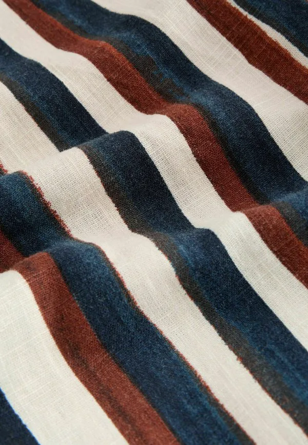 Брюки прямого кроя с широкими штанинами. Next, Ecru Navy Brown Stripe — фото 2