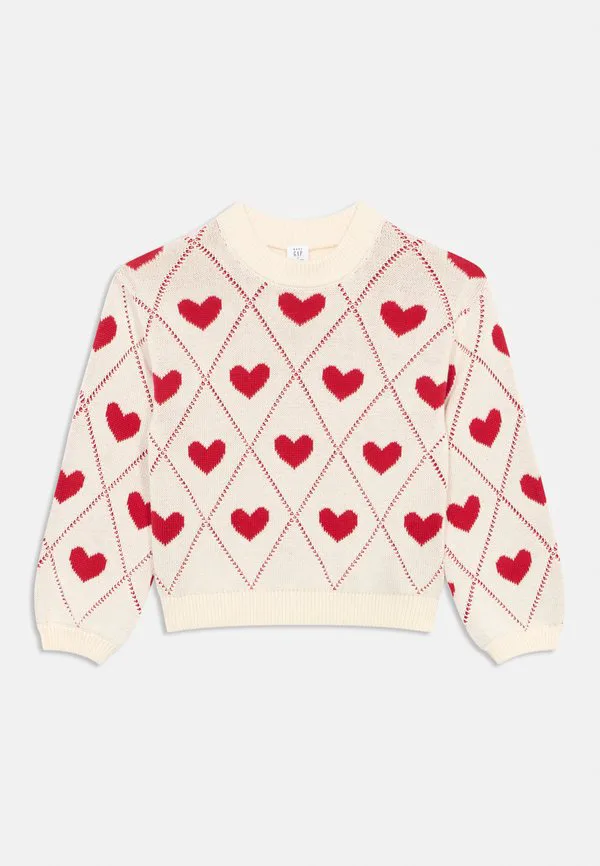 Свитер с круглым вырезом для младенцев и малышей Gap, Off White/Red