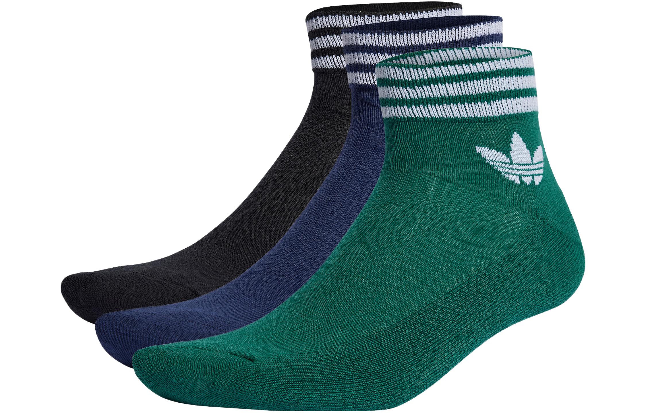 Носки до щиколотки унисекс 3 пары Adidas Originals, 3 пары (Темно-синий+Лесной зеленый+Черный) — фото 2