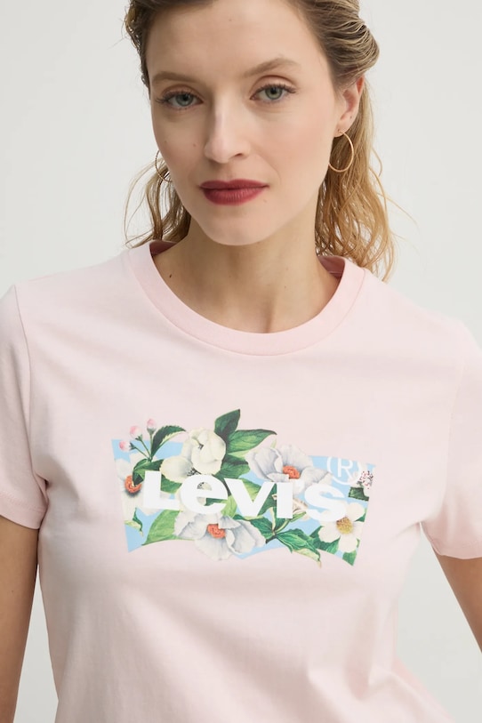 

Хлопковая футболка THE PERFECT TEE Levi'S, розовый