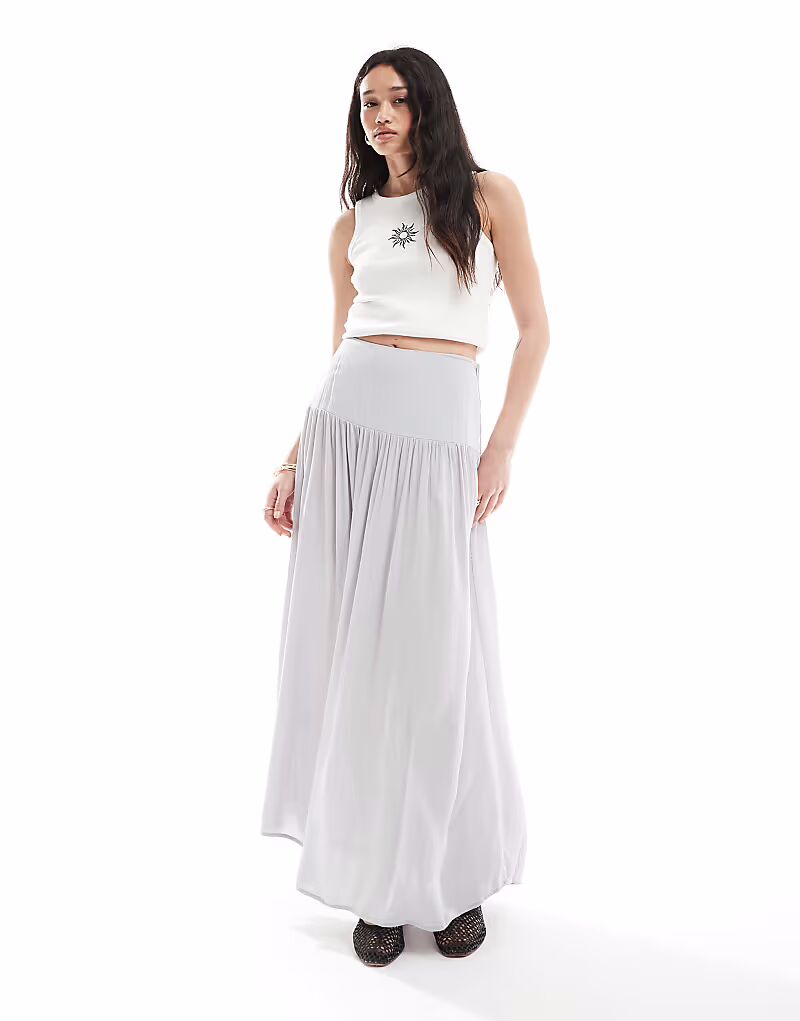 

Юбка Stradivarius maxi серого цвета