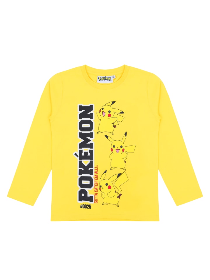 

Рубашка с длинными рукавами Pokemon для мальчиков, пуловер желтого цвета Pokémon