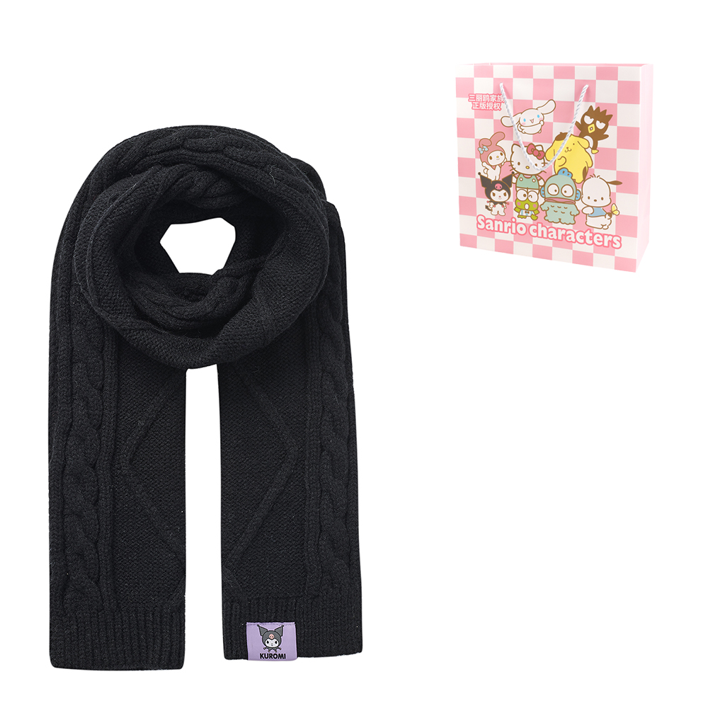 

Sanrio Антипылевые солнцезащитные очки вязаный шарф унисекс, Black Kuromi Diamond Woven Scarf