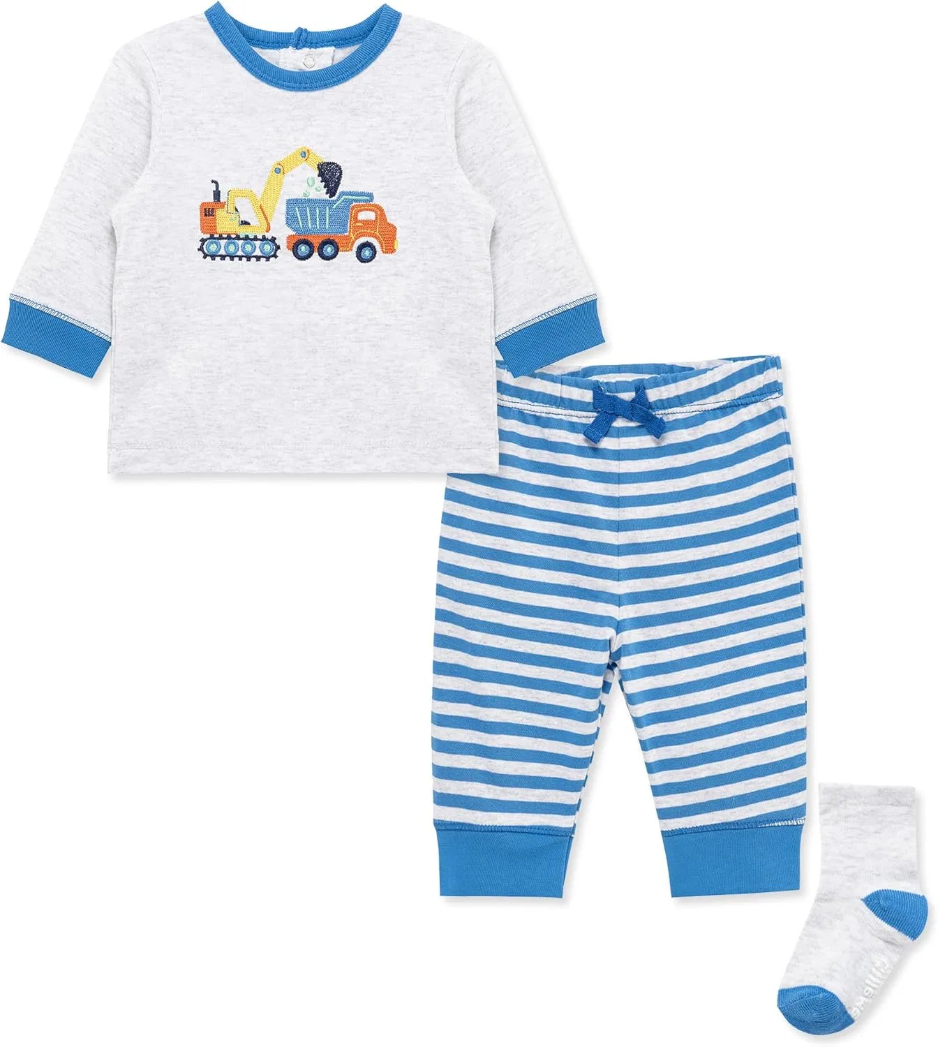 Детский спортивный костюм Little Me, 3 предмета: футболка, штаны, носки, Campanula Blue Stripe