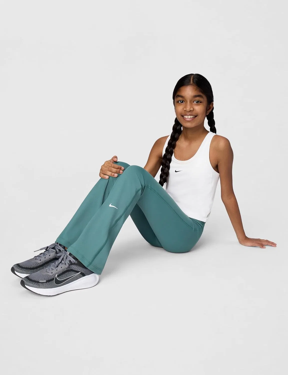 Леггинсы для девочек Nike One Dri-FIT с расклешением, Mineral Slate/White — фото 2
