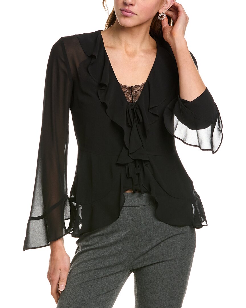 

BCBGMAXAZRIA Блузка с оборками, черный