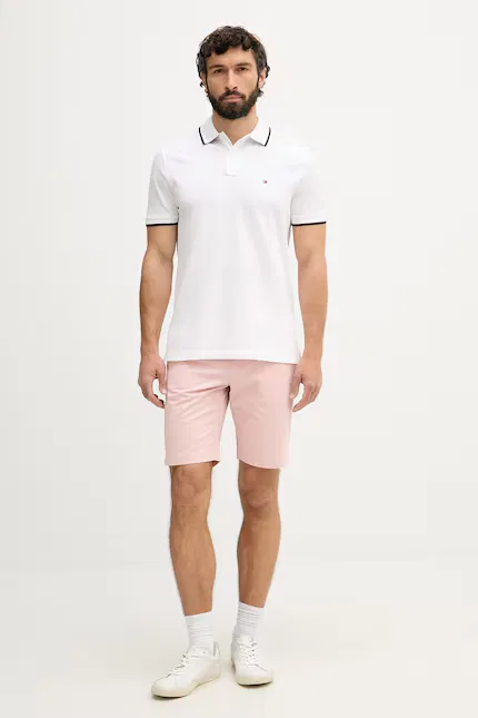 Шорты из хлопка с эластаном slim fit Tommy Hilfiger, розовый — фото 2