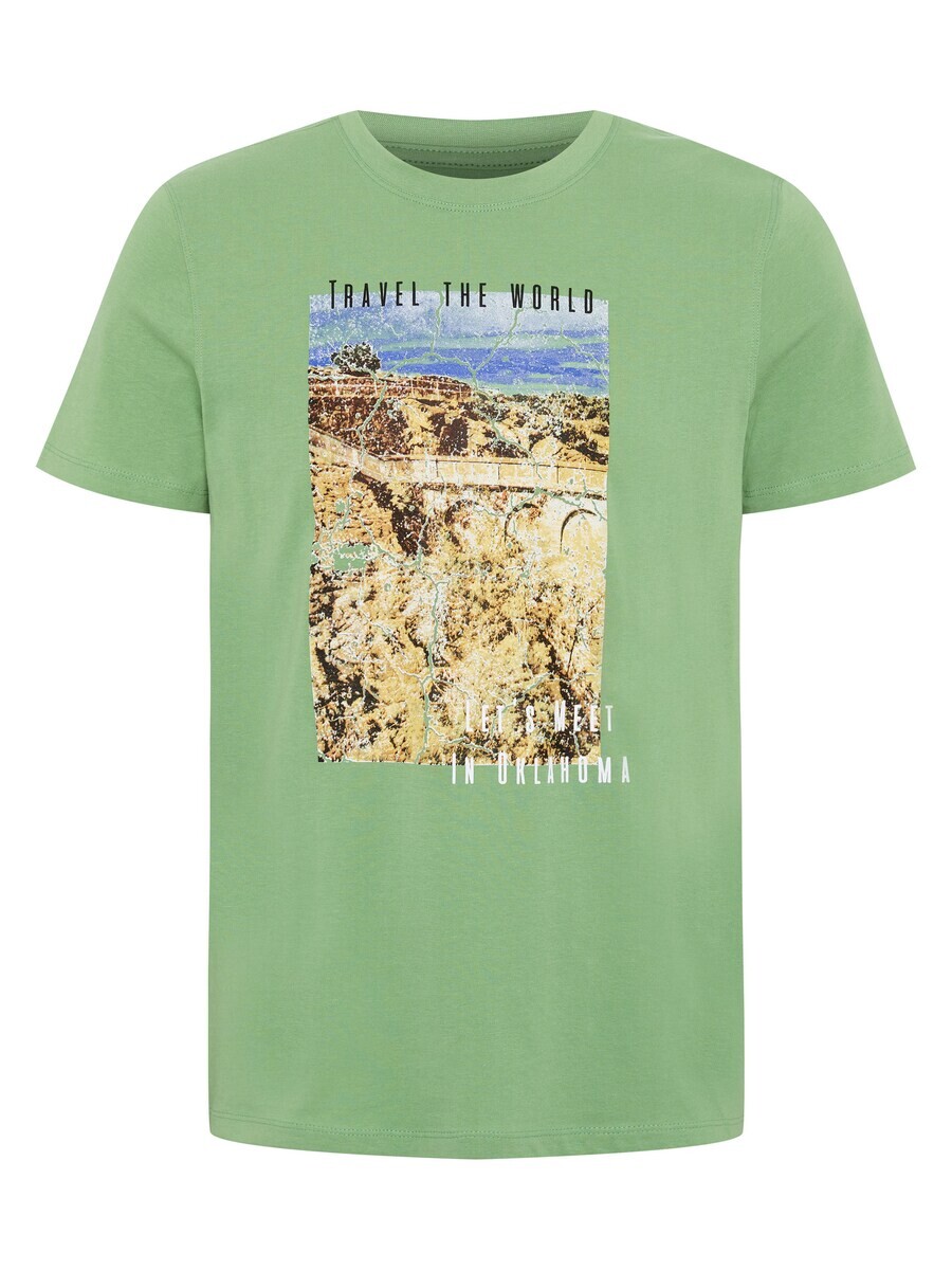 

Классическая футболка Oklahoma Jeans Shirt mit Travel-Print, темно-зеленый