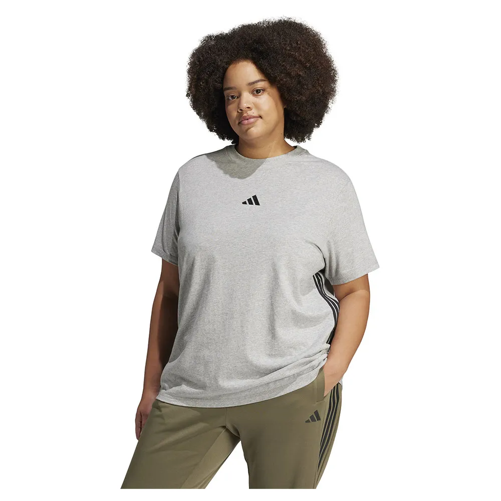 

Футболка с коротким рукавом adidas Essentials 3 Stripes Cotton Plus, серый