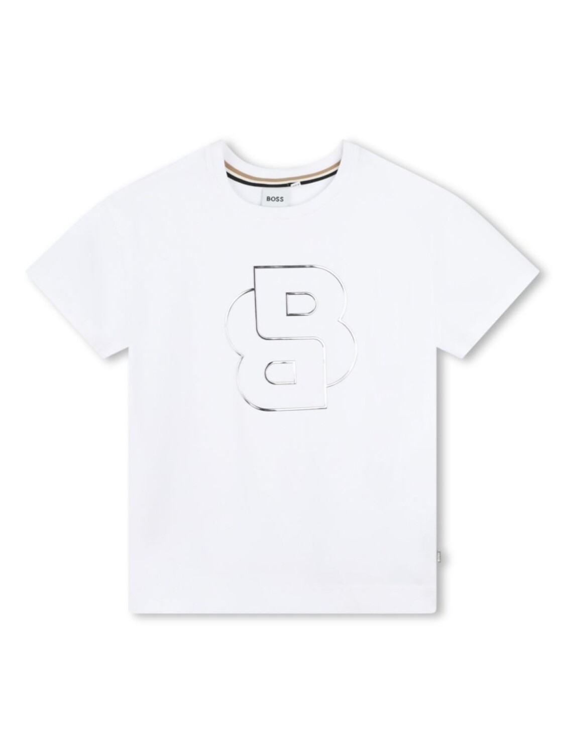 

BOSS Kidswear рубашка с эффектом металлик и логотипом, белый