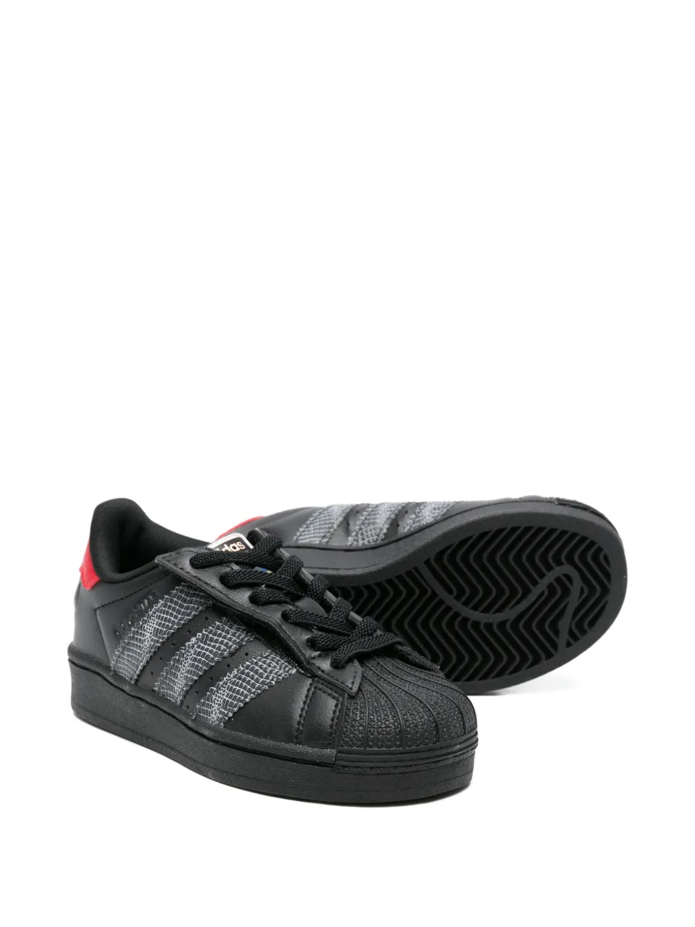 Кожаные кроссовки с эффектом чешуи Adidas Originals Kids, черный — фото 2