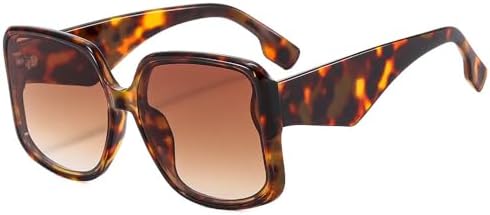 

2027 Стильные разноцветные квадратные солнцезащитные очки для женщин и мужчин, винтажные солнцезащитные очки для женщин, уникальные очки с защитой от УФ-излучения UV400 MTZJH, Leopard