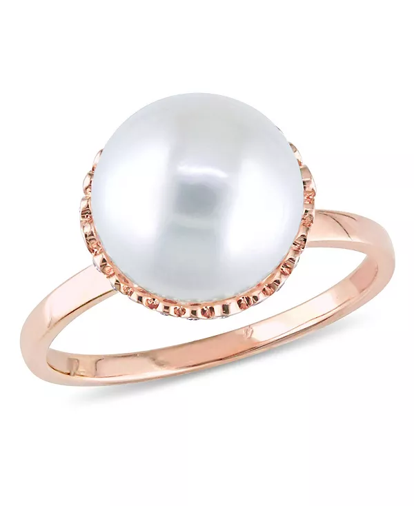 

Коктейльное кольцо из 14-каратного розового золота с пресноводным культивированным жемчугом (9,5–10 мм) и бриллиантом (1/4 карата) Macy'S, rose