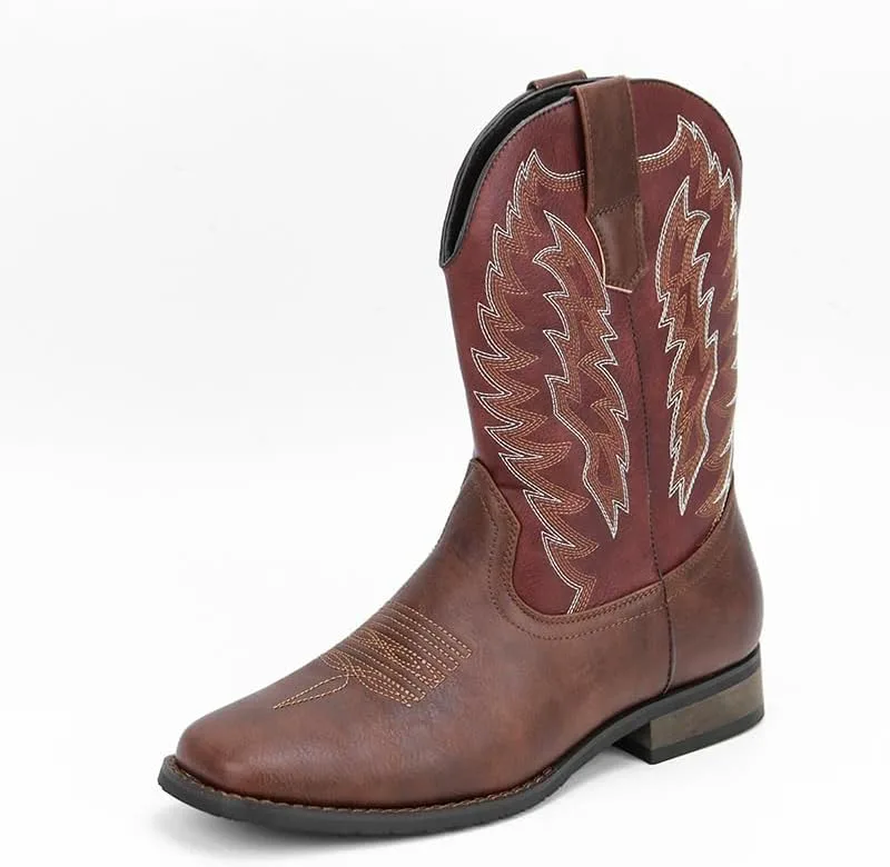 

Ковбойские сапоги для мужчин Западные сапоги Модные ретро Классические с вышивкой Легко надеваются Противоскользящие DMGYCK, красный