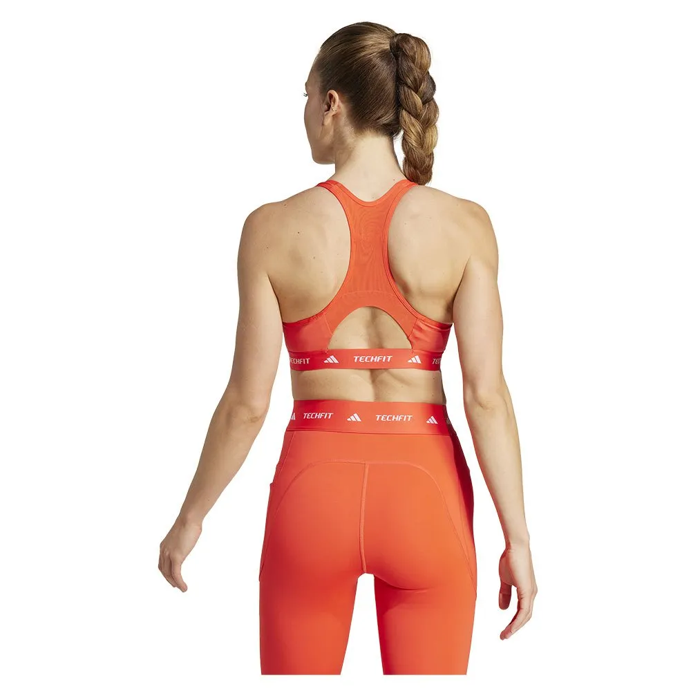 Спортивный бюстгальтер adidas Techfit Medium Medium Impact, оранжевый — фото 2