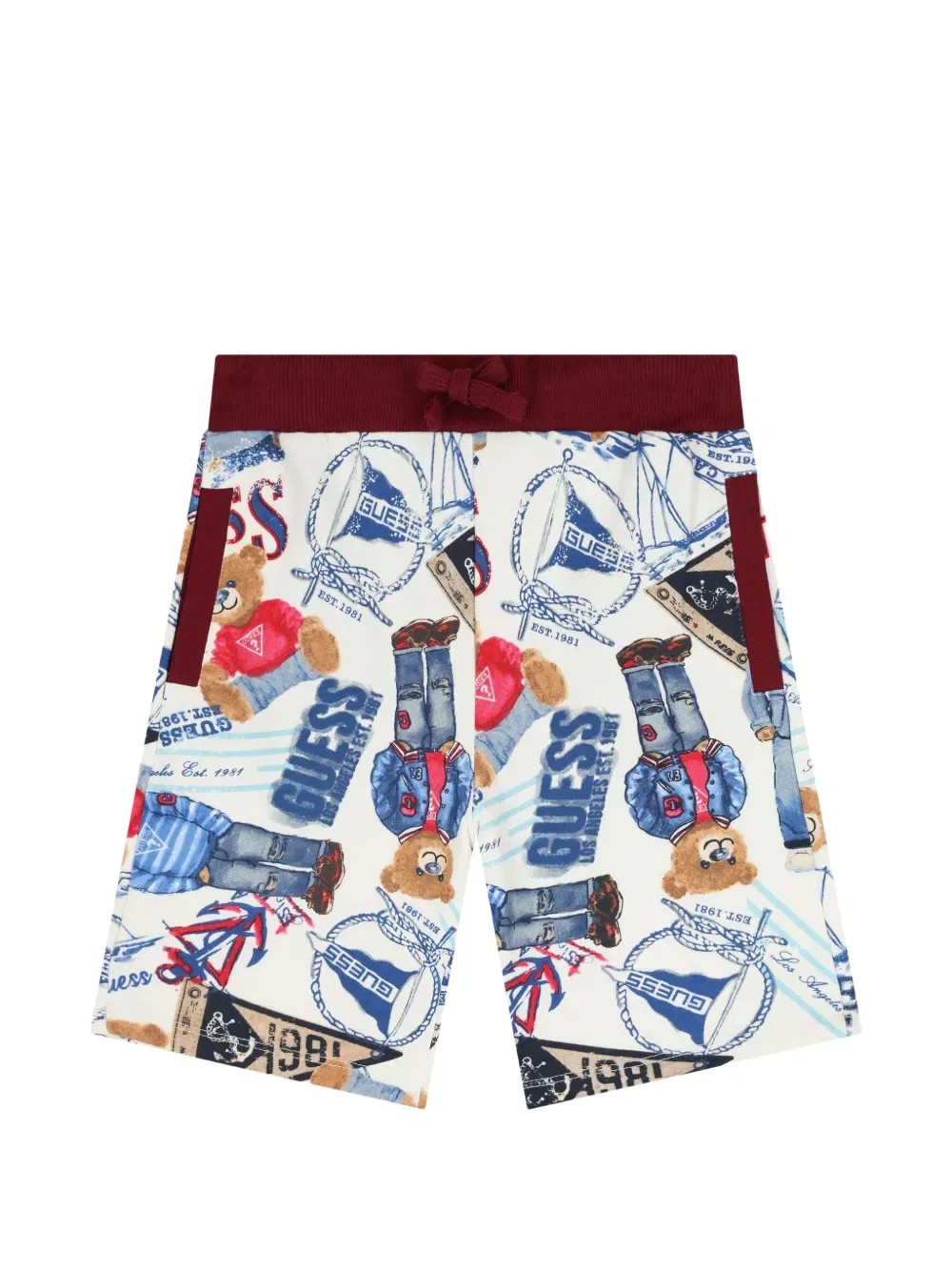 Шорты с графическим изображением плюшевого мишки Guess Kids, белый
