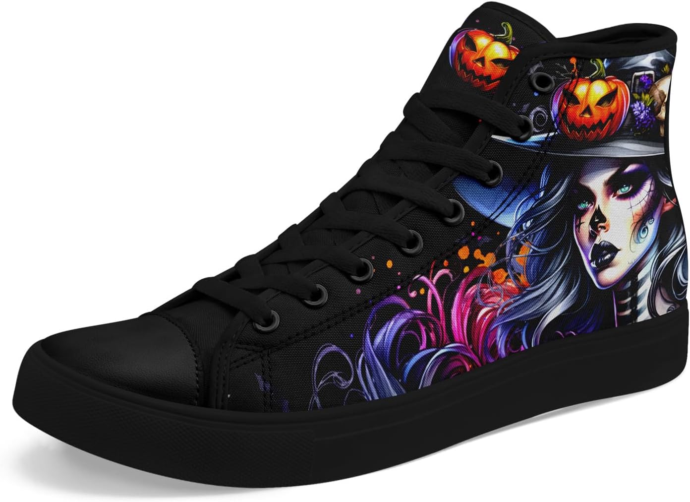 

Стильные высокие кеды из канвы для мужчин и женщин с дизайнами тыквы и призрака, праздничный подарок, легкая и дышащая обувь Coolcustomize, черный/оранжевый/фиолетовый/розовый/серый