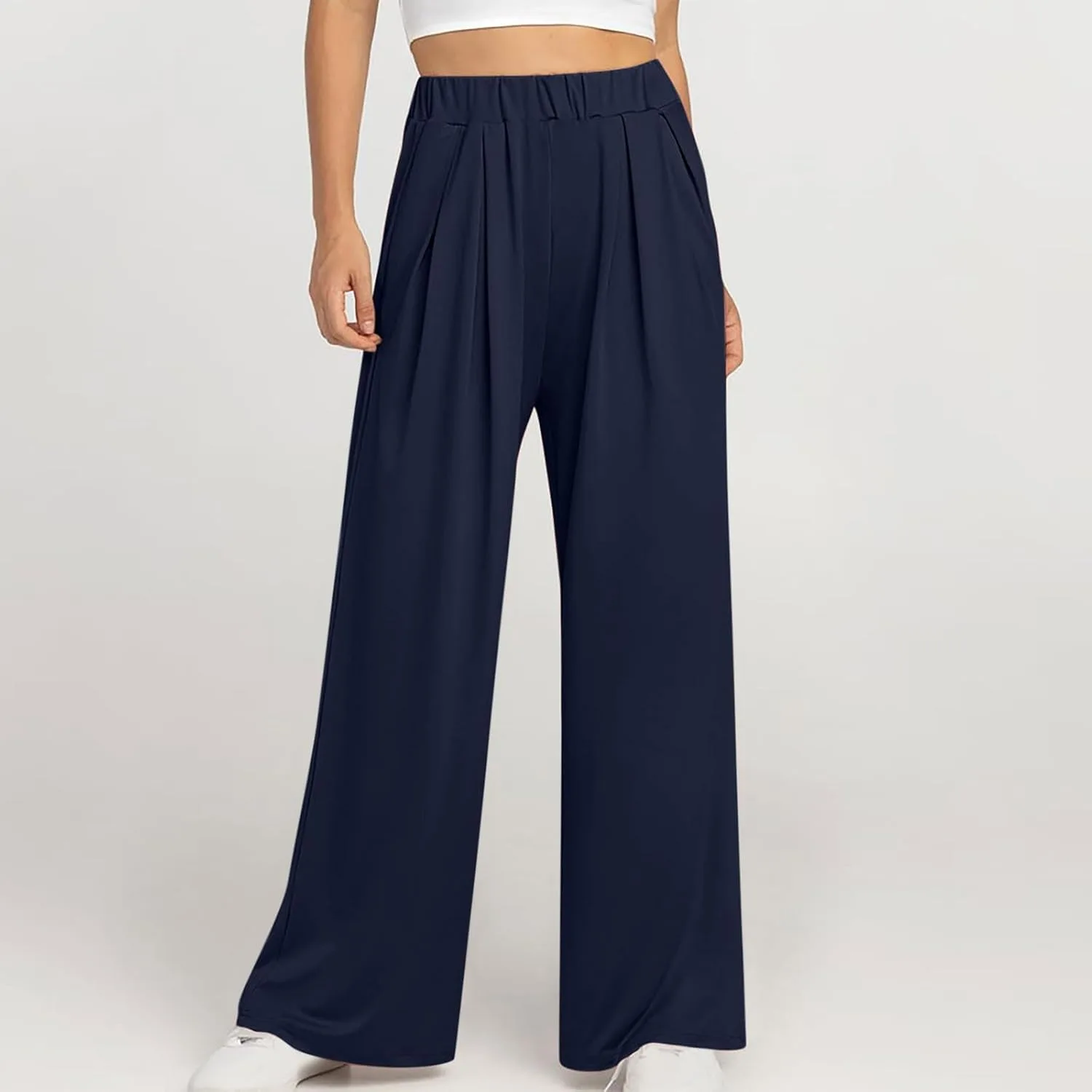 Широкие женские брюки для йоги Casual High Waisted Loose Long Palazzo — фото 2