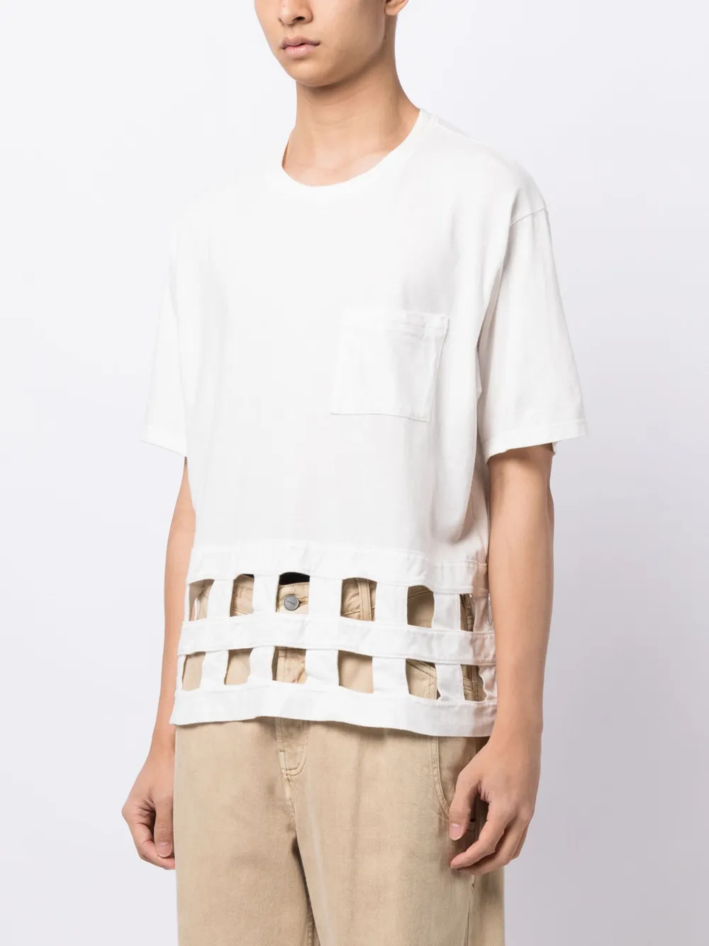 

Cut-out detailing cotton T-shirt KAPITAL, белый
