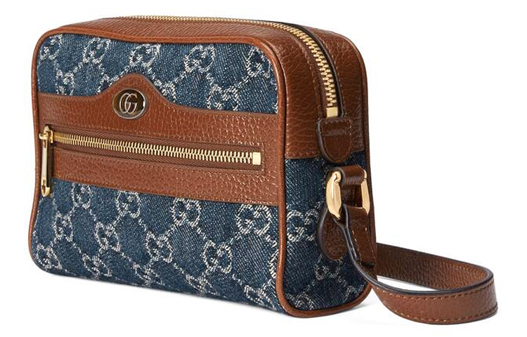 Сумка через плечо GUCCI Ophidia Denim с кожаной отделкой — фото 2