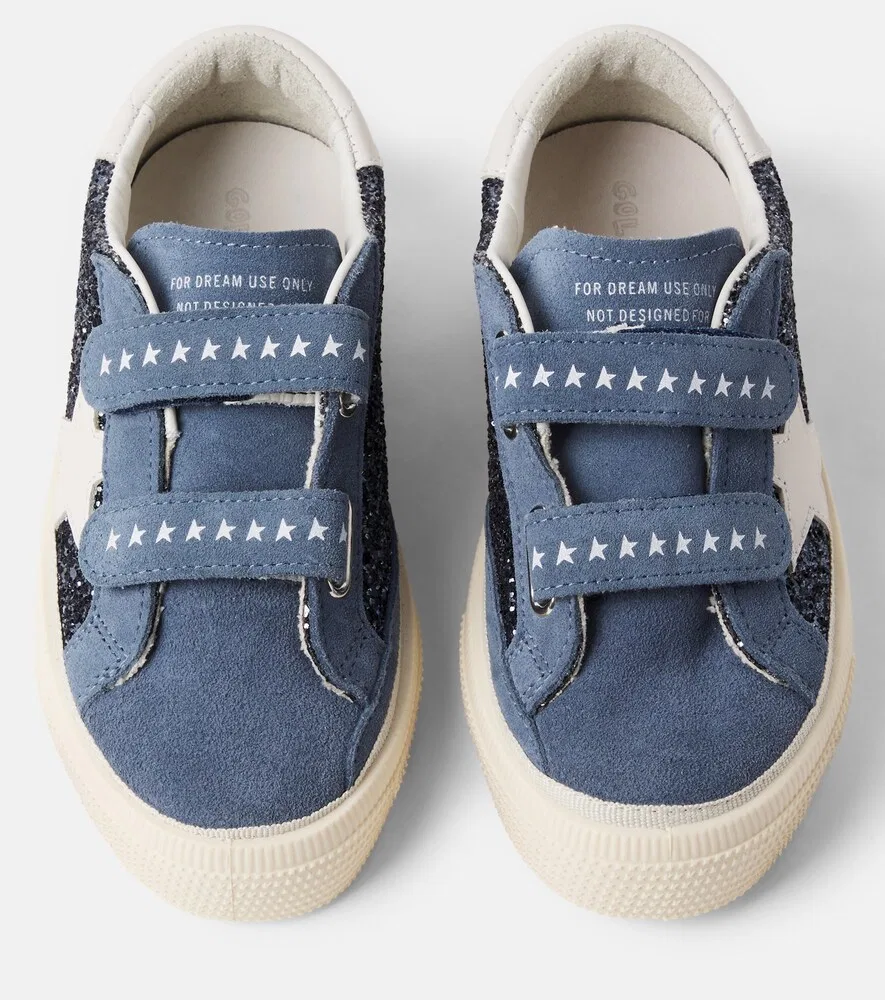Майские замшевые кроссовки с блестками Golden Goose Kids, синий — фото 4