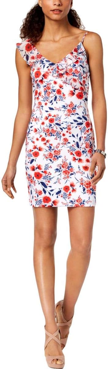 

GUESS Женское платье из скубы и шифона с цветочным принтом, Red/Multi