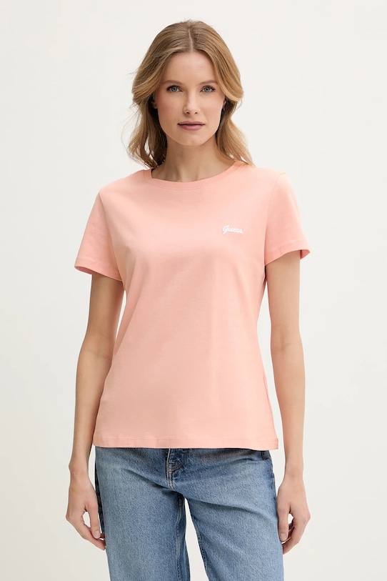 

Хлопковая футболка IRIS Guess, розовый