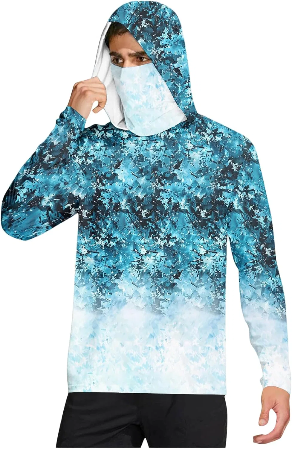 Мужская солнцезащитная кофта с капюшоном и маской, UPF 50+, Generic, 02-royal Blue
