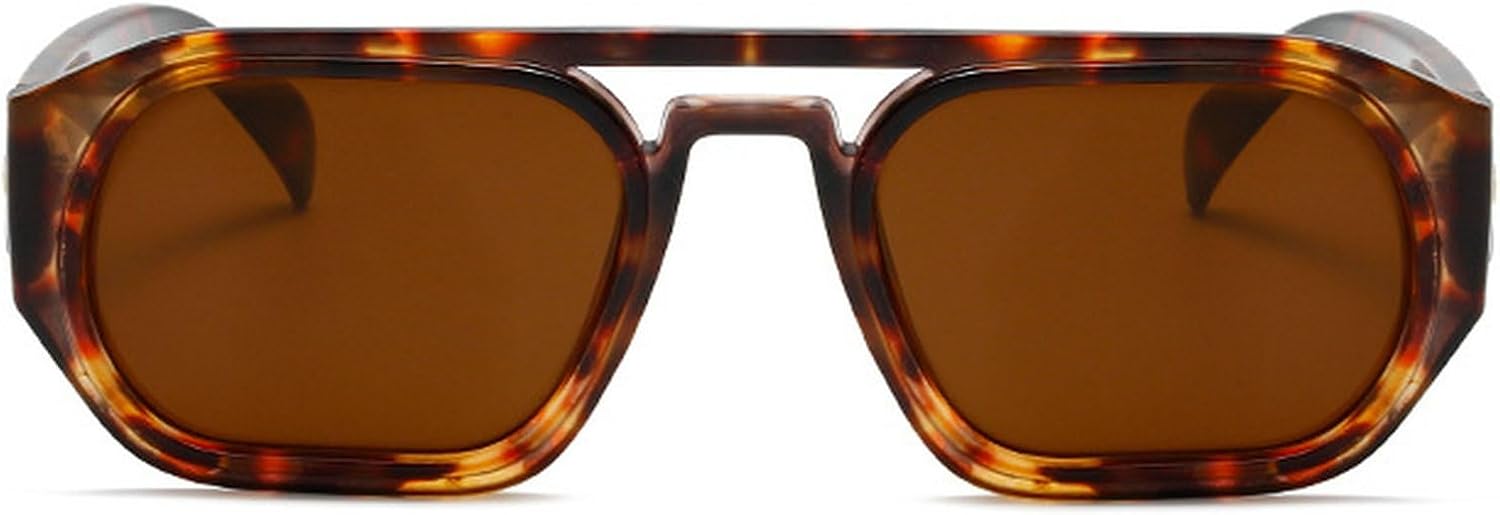 

Модные квадратные солнцезащитные очки для женщин и мужчин с двойной перемычкой, дизайнерская оправа с цветными линзами и градиентным рисунком, стильные солнцезащитные очки N45 mincl, Brown Leopard