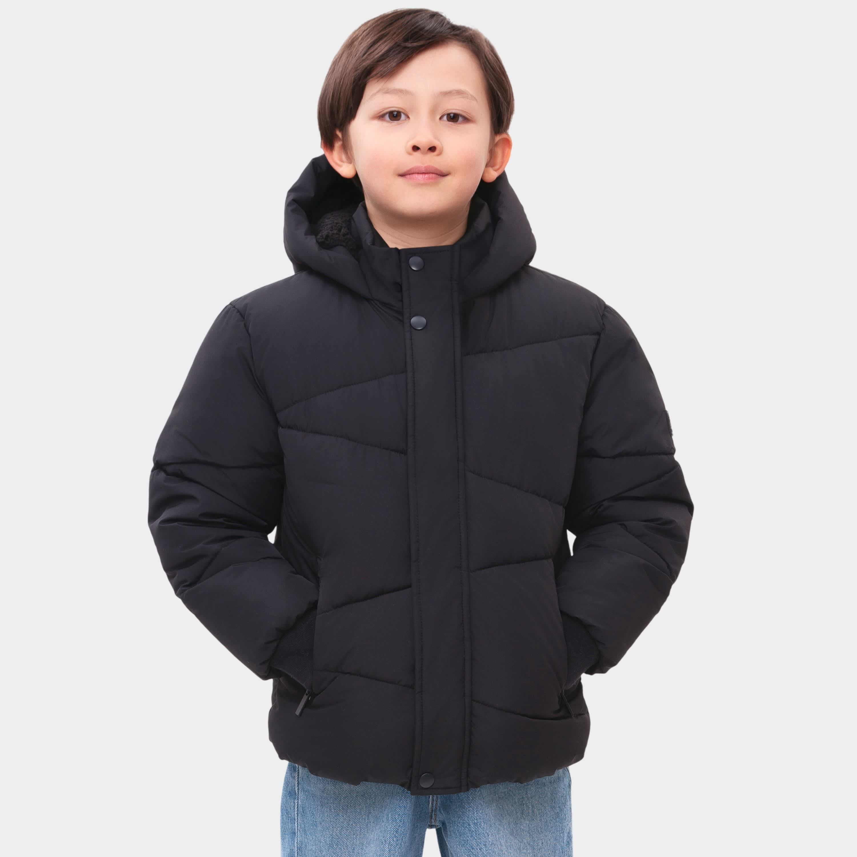 

Детское зимнее пальто Rokka&Rolla Grid с флисовой подкладкой, черный