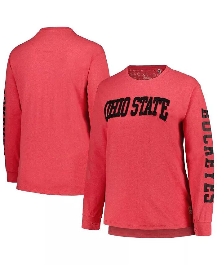 

Женская футболка Scarlet Ohio State Buckeyes размера плюс 2-Hit Canyon с длинными рукавами Pressbox