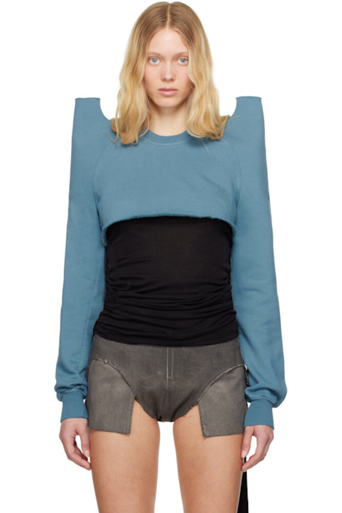 

Синяя укороченная толстовка Hollywood Tecsweat Rick Owens DRKSHDW