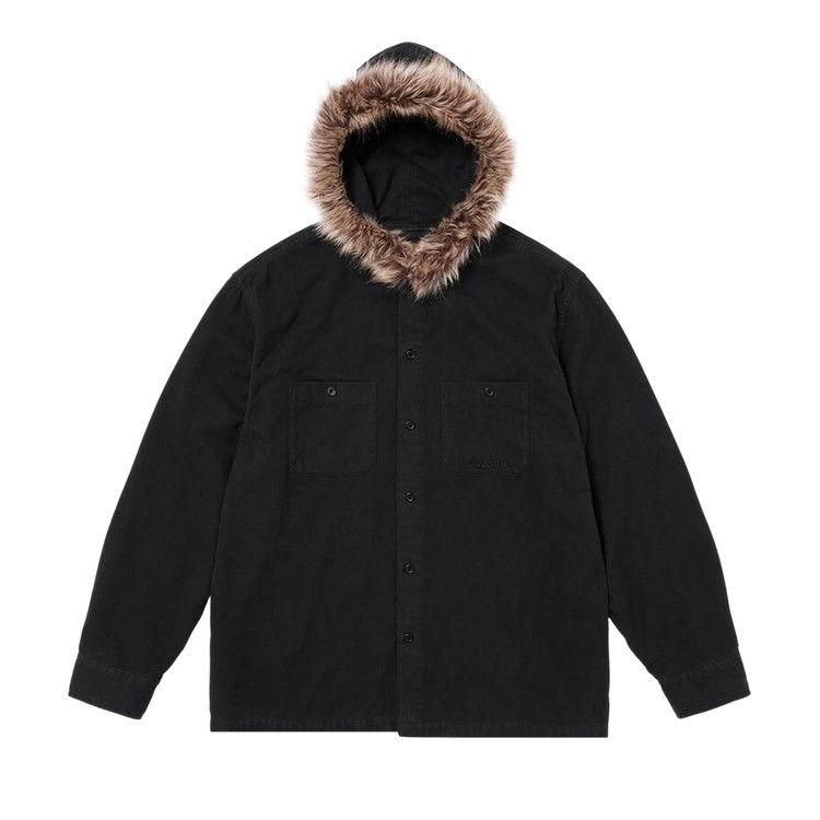 

Рубашка Supreme Fur Trim Flannel Hooded Shirt, Black