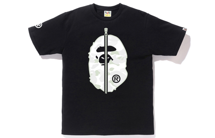 Футболка Bape City Camo 2nd Ape A BATHING APE, черно-белая — фото 2