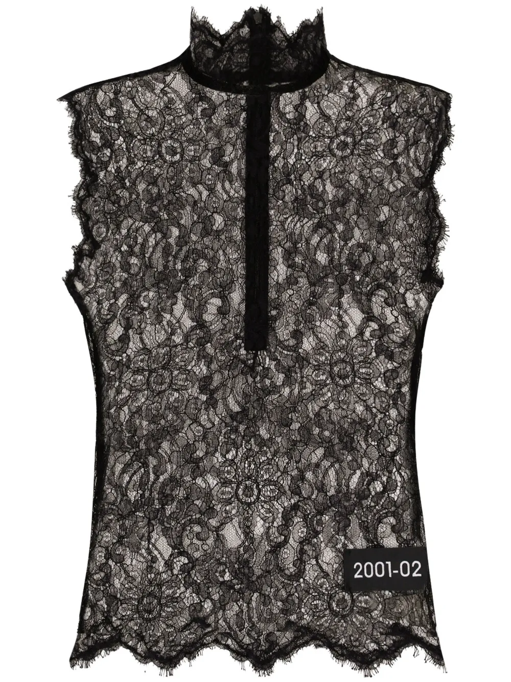 

Кружевной топ с нашивкой-логотипом DOLCE & GABBANA, черный