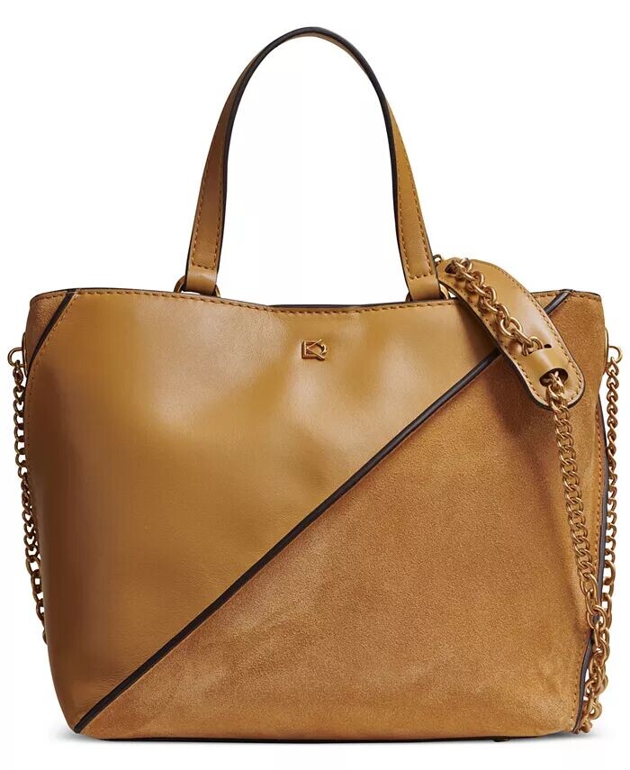 

Трансформируемое через плечо Donna Karan Setauket из кожи и замши с ремешком-цепочкой Donna Karan New York, золотой