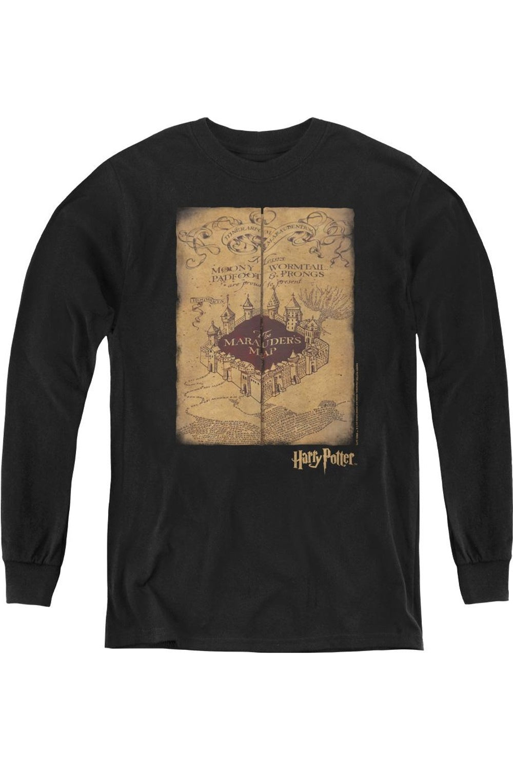 

Футболка с длинным рукавом "Карта мародеров" из Гарри Поттера для детей Gildan, черный