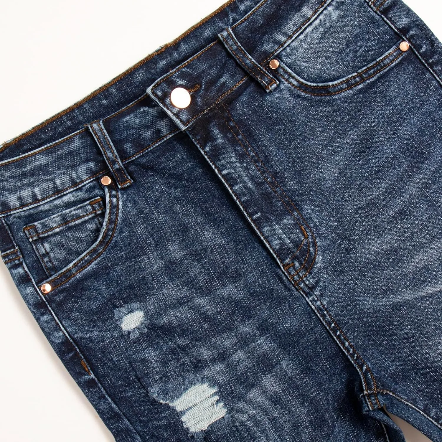 Женские джинсы High Waist Skinny с потертостями, растягивающиеся — фото 3
