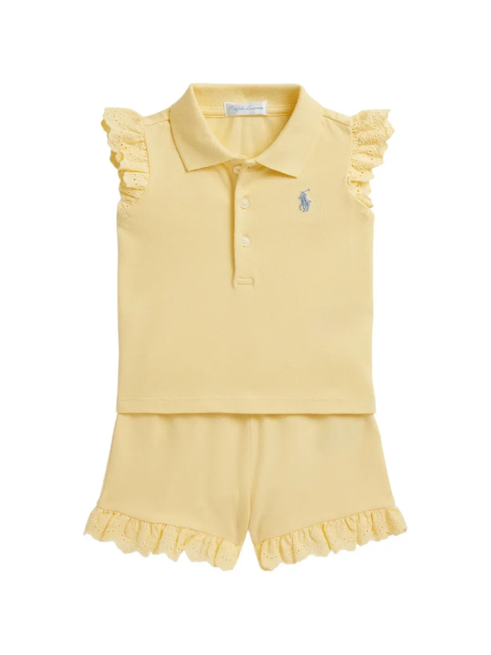 Комплект из топа и шортов с вышивкой POLO RALPH LAUREN KIDS, желтый