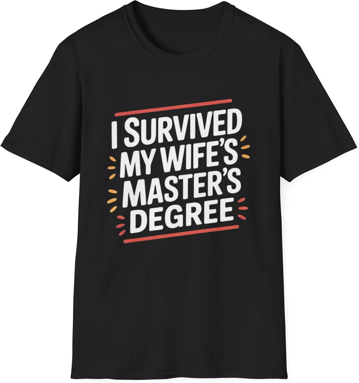 Футболка с принтом "I Survived My Wife's Master's Degree Graduate Husband Funny" для выпускной церемонии 7 GENERIC, черный