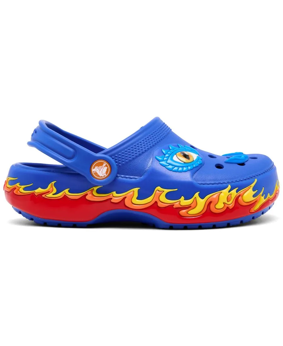 Детские классические сабо Finish Line с подсветкой в виде дракона Crocs, синий, красный — фото 3