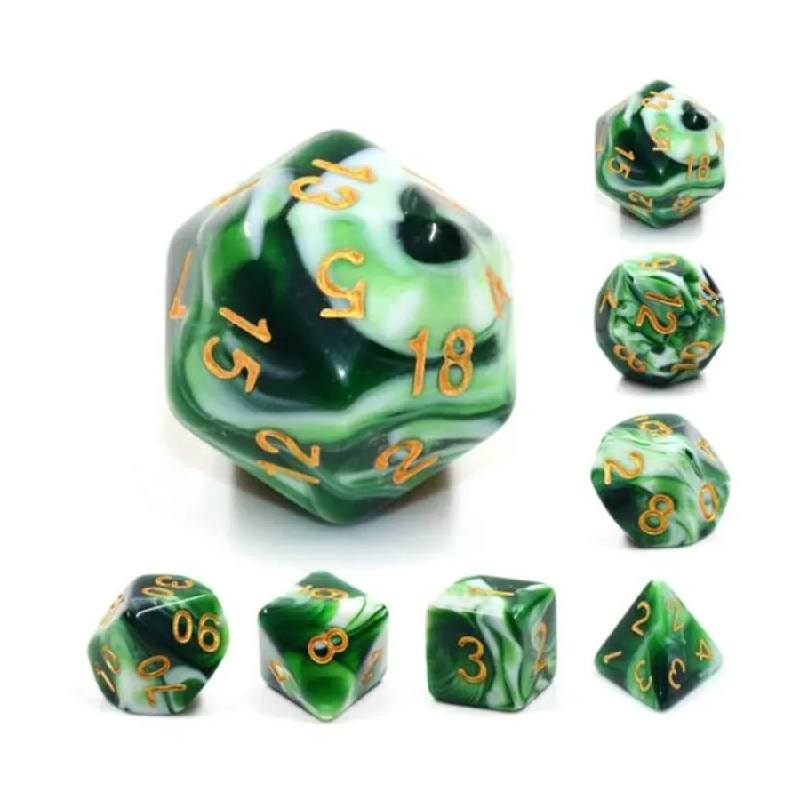 

Полисет — жадеит с золотом (7), Dice Sets - Resin/Acrylic - Blue, Green, & Purple (Foam Brain Games)
