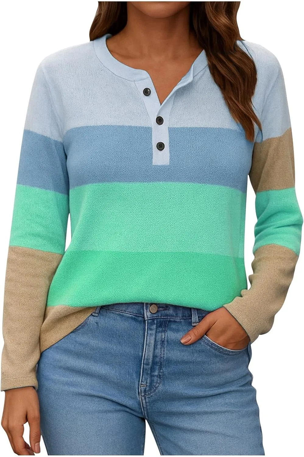 

Женская блузка с длинным рукавом и цветными блоками