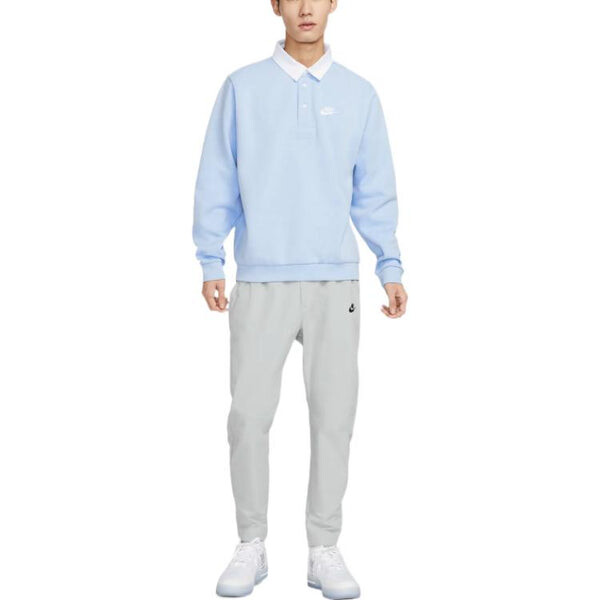 Футболка Nike Club Fleece Hoodie Polo Shirt 'Blue', синий — фото 3