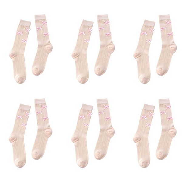 

Женские колготки до колена с бантиками, 6 шт Anna-Kaci, Pink