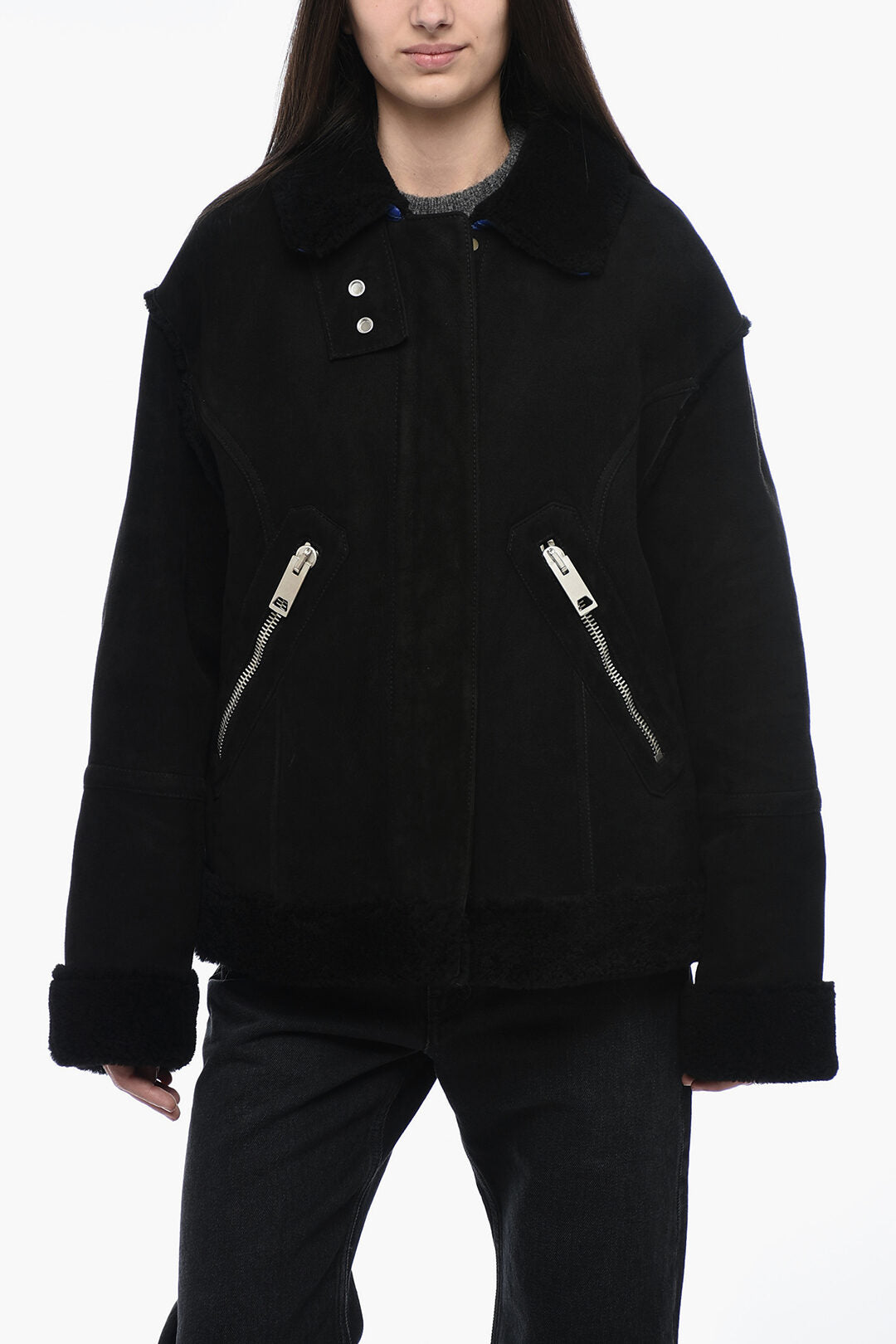 

Кожаная куртка Off-White с отделкой из овчины
