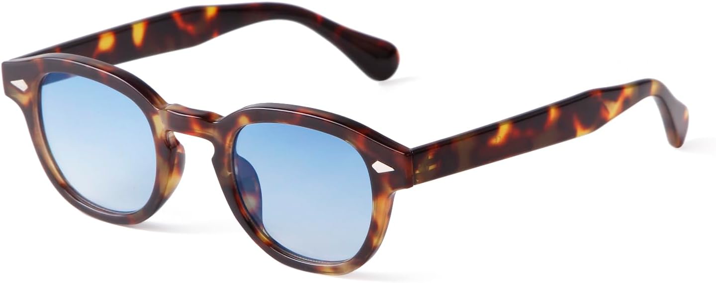 

Солнцезащитные очки ADE WU в стиле ретро, ​​круглые, для женщин и мужчин, винтажные, в маленькой круглой оправе, тонированные, унисекс, стильные, 46 мм, Tortoise/Blue Gradient Lens