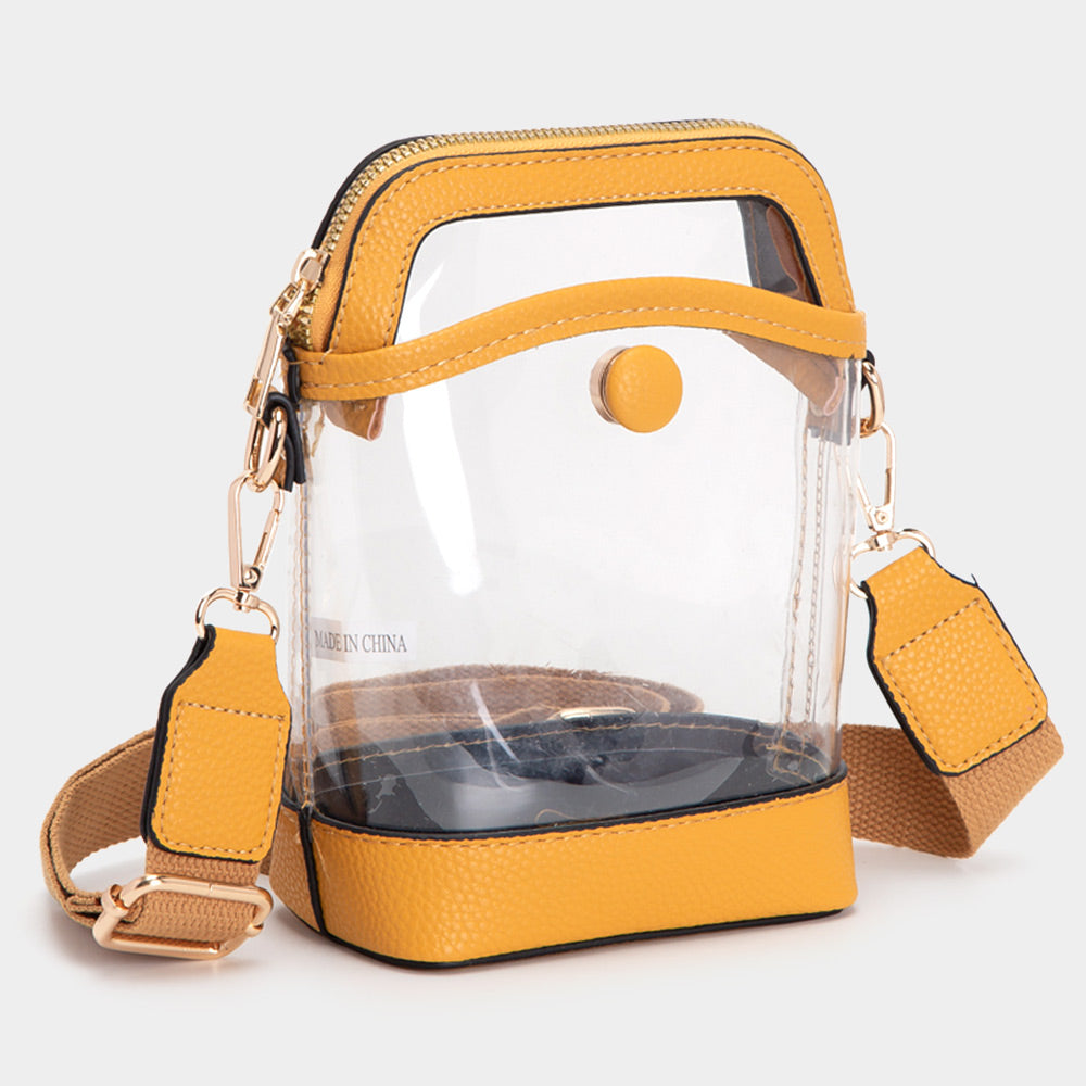 

Сумка через плечо из цельной искусственной кожи с прозрачным ремешком FASHNZFAB, Mustard